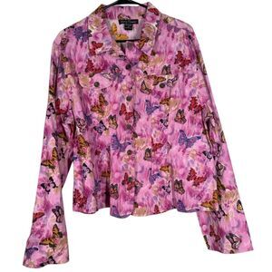 Vintage Candy Couture Butterfly Denim Jacket Sz 1X Maximalist Artsy Boho Sequin